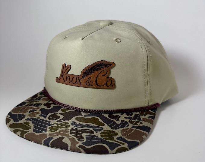 Khaki Bayou Breakup Camo with Brown Rope 5-Panel Knox&Co. Polyester Hat