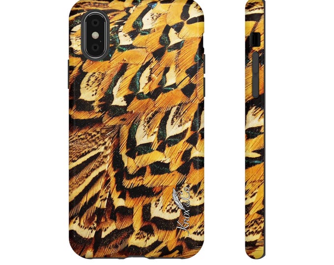 Black and Gold Pheasant Feather Tough Case