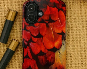 Red and Gold Pheasant Feather Tough Case | Stylish and Durable Phone Protection | Knox&Co.
