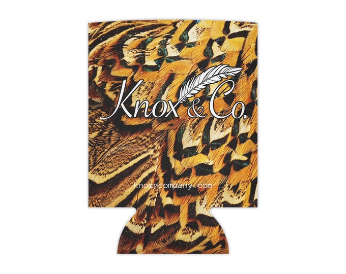 Gold Pheasant Feather Can Cooler