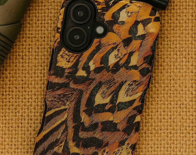 Black and Gold Pheasant Feather Tough Case
