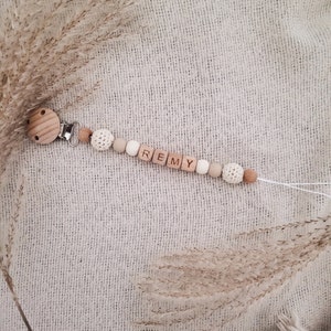 Crochet Personalized Soother Clip/Pacifier Clip. Perfect Baby Shower Gift. Neutral