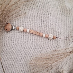 Crochet Personalized Soother Clip/Pacifier Clip. Perfect Baby Shower Gift. Peach