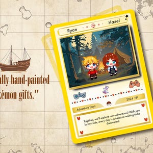 Carte d'anniversaire Pokémon personnalisée, cartes Pokémon sur le thème de l'aventure dessinées à la main, cadeaux d'anniversaire, cadeau petit ami, cadeau pour joueur Pokémon