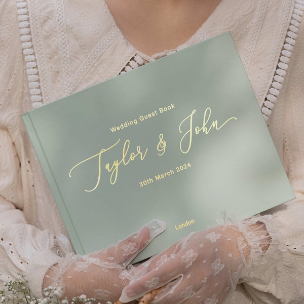 Personalisiertes Hochzeitsgästebuch, Goldfolien-Gästebuch, Hochzeits-Signierbuch, Hochzeitsgeschenk-Gästebuch, Goldfolien-Hardcover-Hochzeitsalbum