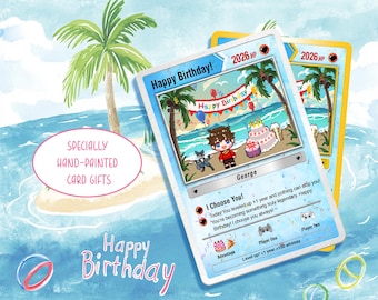 Custom Pokemon Birthday Cards, Hand Drawn Birthday-Themed Cards, Birthday Gifts, Birthday Card, Gifr for Friends, Gifts for Game Lover