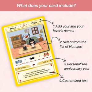 Custom Hand-Drawn Pokemon-Themed Anniversary Card, Anniversary Gift for Him or Her, Special Anniversary Card, Charming Present for Couples image 3