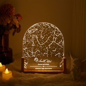 Custom Couple's Star Map On NightLight, Custom Constellation Chart Lamp, Starry Night Lamp, Wedding Gift, Anniversary Gift, Gift For Him