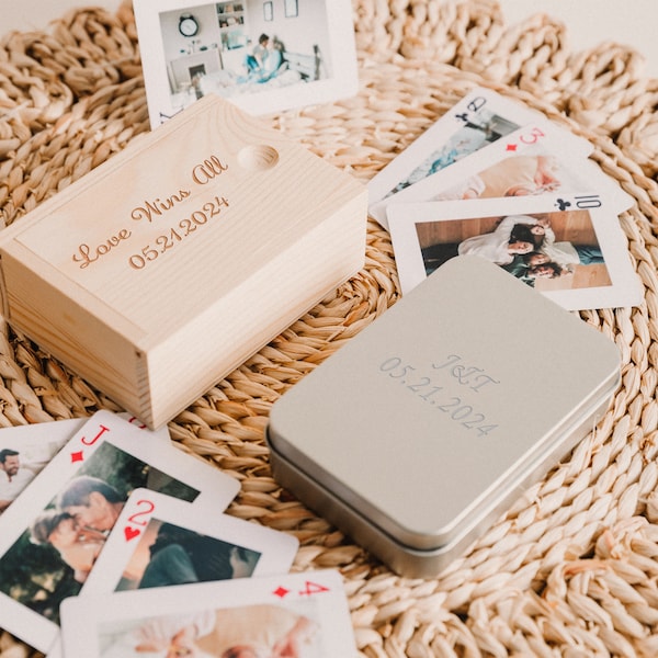 Baraja de cartas personalizada en caja, alternativa única a un álbum de fotos, baraja de cartas con fotos: regalo para familiares, parejas y amigos.