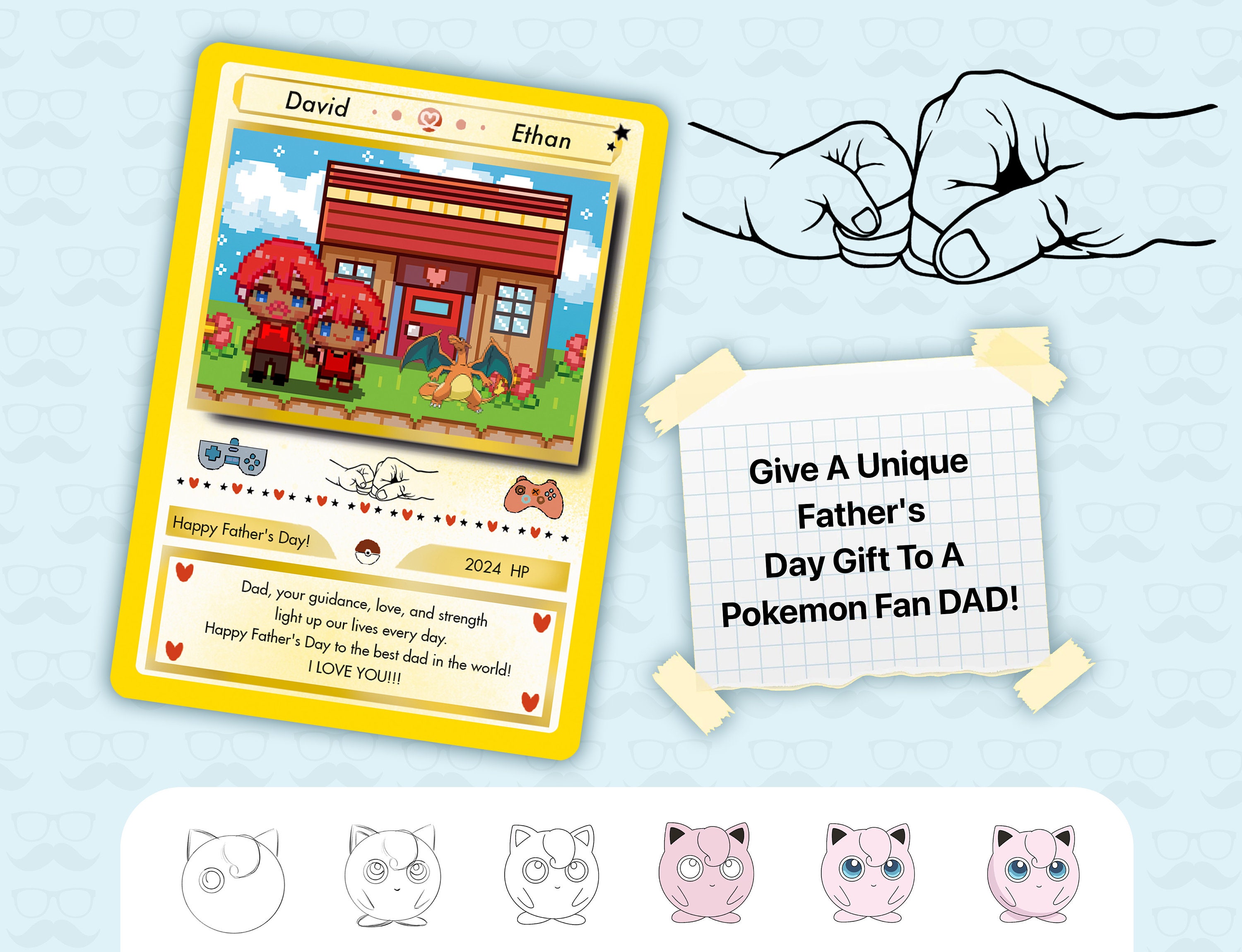 Custom Father's Day Pokemon Card, Father's Day Gift, Hand-painted Pokemon  Designs Card, Gift for Dad, Gift for Pokemon Gamer - Etsy