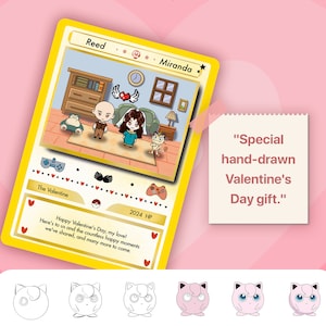 Personalisierte, handgezeichnete Pokemon-basierte Jubiläumskarte, benutzerdefinierte Jubiläumskarte, benutzerdefinierte Valentinstagskarte, Jubiläumsgeschenk