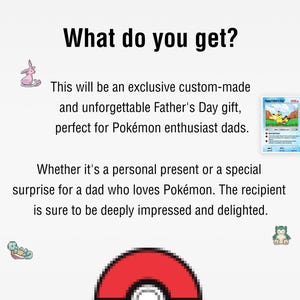 Hand-Painted Father's Day Card Inspired by Pokemon, Father's Day Gifts, Custom Pokemon Greeting Card for dad, Card for Pokemon Fan Dads image 7