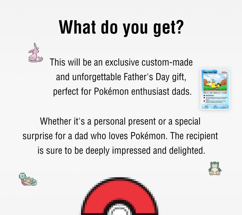 Hand-Painted Father's Day Card Inspired by Pokemon, Father's Day Gifts, Custom Pokemon Greeting Card for dad, Card for Pokemon Fan Dads image 7