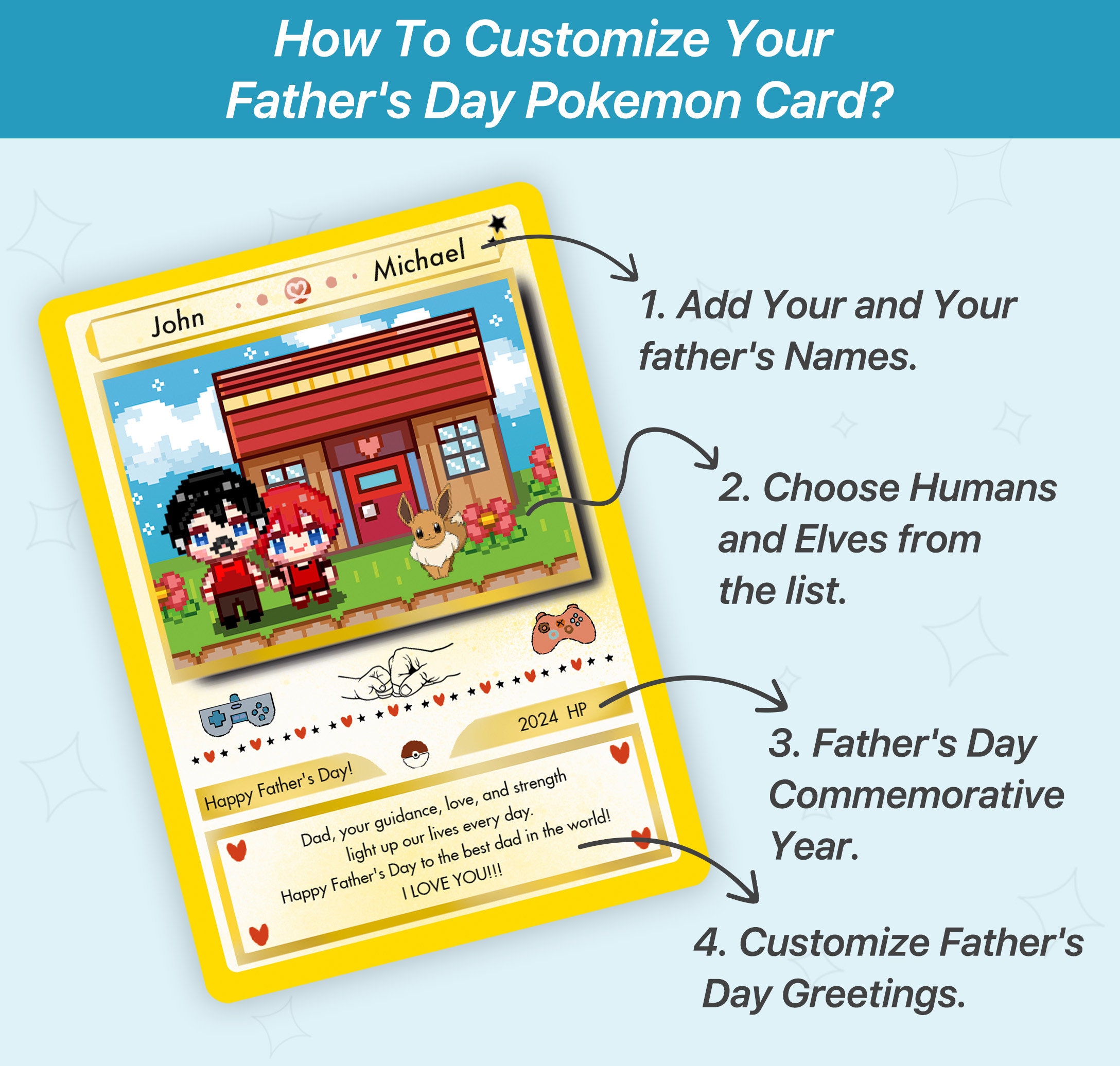 Custom Father's Day Pokemon Card, Father's Day Gift, Hand-painted Pokemon  Designs Card, Gift for Dad, Gift for Pokemon Gamer - Etsy