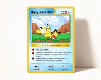 Custom Father's Day Pokemon Card, Father's Day Gifts, Pokemon Greeting Card for Dad, Holo Pokemon Trainer Card, Gamer Dad Gifts