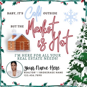 Realtor Winter Holiday Pop By Tag - Editable Template - Digital December Marketing Mailer - Holiday Real Estate Agent  Labels - Social Media