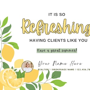 Realtor Summer Pop By Tag - Editable & Printable Template - Summer Marketing Mailer - Real Estate Agent - Summer Refreshing Lemon Label