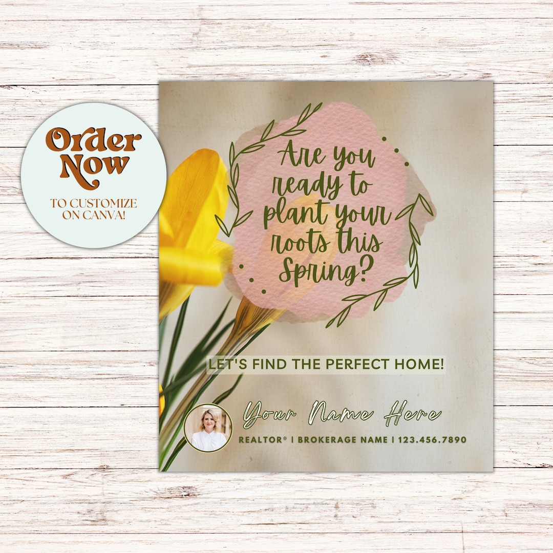 Spring Posts For Realtor Realtor Spring Pop by Tag - Plant Your Roots - Editable Template ...