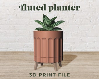 6" Fluted Planter with Legs 3D Print File