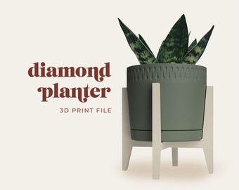 Diamond Planter with Legs 3D Print File
