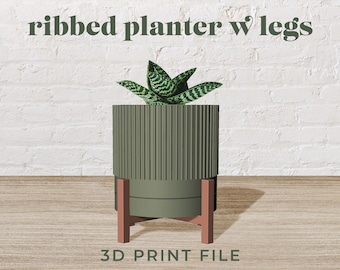 6" Ribbed Planter with Legs 3D Print File