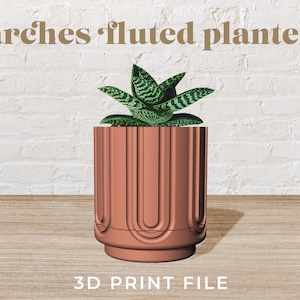 6.75&quot; Arches Fluted Planter 3D Print File