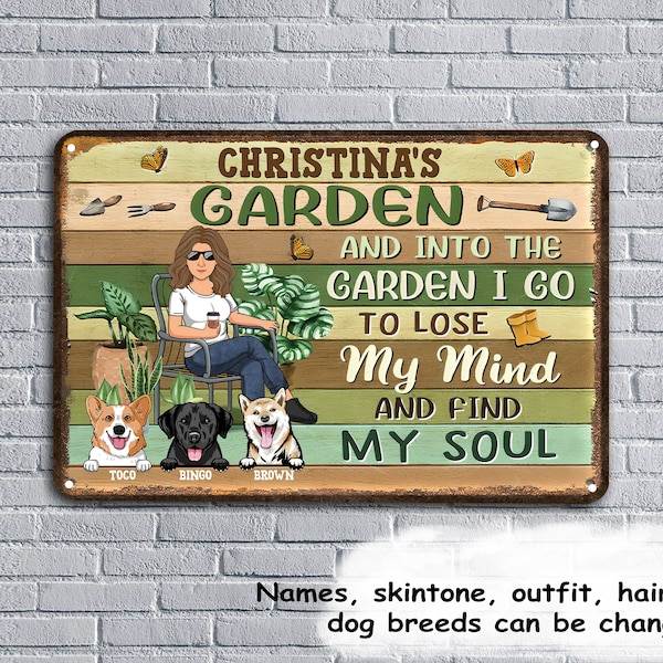Into The Garden I Go To Lose My Mind - Garden Personalized Custom Home Decor Metal Sign - House Warming Gift For Gardening Lovers
