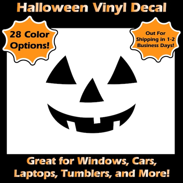 Halloween Decal - Jack-O-Lantern face - 28 Color Options!