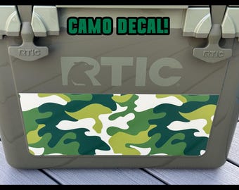 CAMO DECAL RTIC Cooler Front! Waterproof and heavy duty, fully customizable.