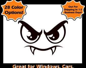 Halloween Decal - Dracula face - Vampire Fangs - 28 Color Options!