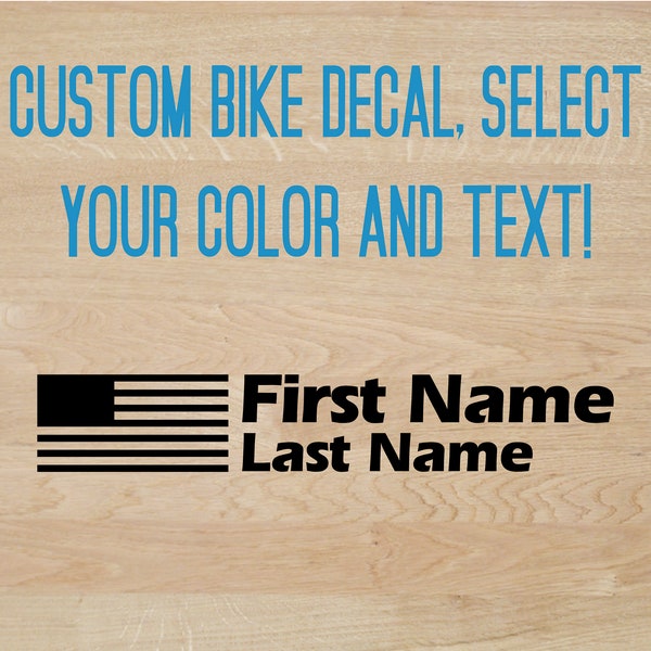 Custom Bike Decal - USA Flag And Name - Mountain - Kids - Triathlon - Road - Frame Decal!
