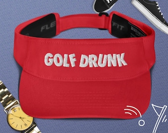 Golf Drunk Visor, Embroidered Polyester Spandex, Adjustable Strap