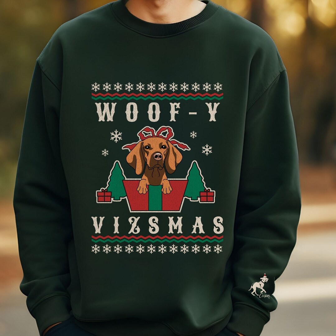Funny Custom Dog Name Xmas Sweater, Customized Christmas Vizsla Dog