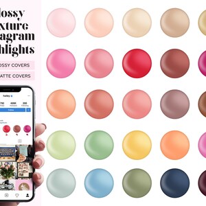 50 Glossy & Matte Texture Instagram Highlight Covers - Covers for Instagram Stories - Instagram Highlights Colorful Icons - Makeup Palette