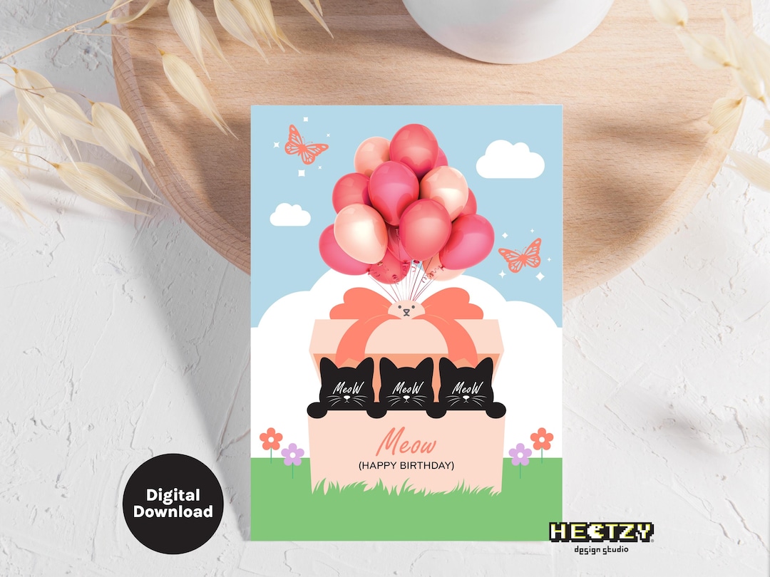 Happy Birthday Card - DIGITAL Download - Printable Birthday Card With ...