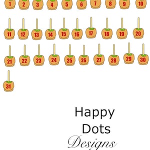 Caramel apple digital date dots Precropped for Goodnotes