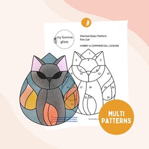Fire Cat Stained Glass Pattern Pack