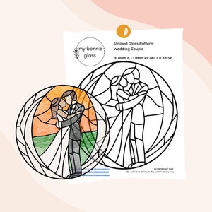 Modèle de vitrail pour couple de mariage