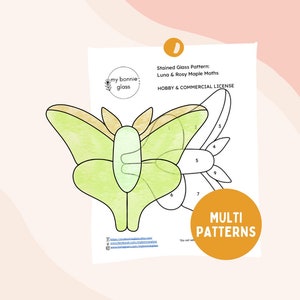 Luna & Rosy Maple Moth Pack Stained Glass Pattern Pack - Etsy