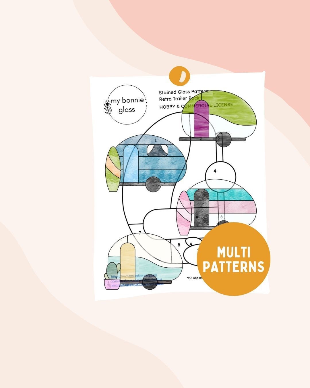 Retro Trailer Stained Glass Pattern Pack - Etsy