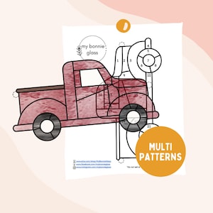 PATTERN PACK Vintage Red Truck Stained Glass Pattern, Printable Digital ...