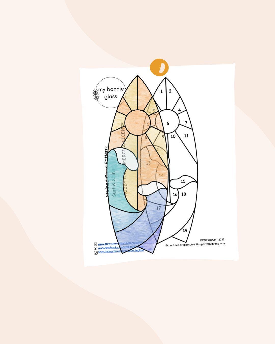 Window Shine Pattern Surf & Shine Stained Glass Pattern - Etsy