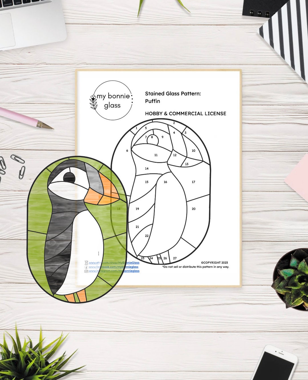 PATTERN Puffin Stained Glass Pattern Printable Glasswork - Etsy