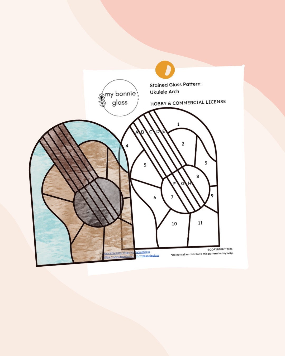 PATTERN Ukulele Arch Stained Glass Pattern Printable Etsy