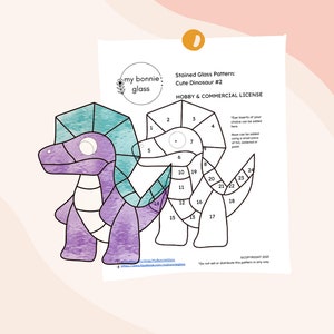 Cute Dinosaur #2 Stained Glass Pattern