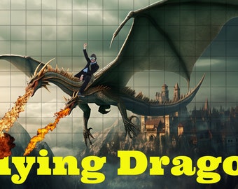 Two-Headed Dragon Digital Backdrop: Fantasy City with Fire Overlay (JPG)