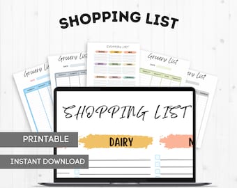 Printable Grocery List, Shopping List Template Printable, Grocery List Tracking pdf, Track Food Pickup,  Stores List,Instant Download