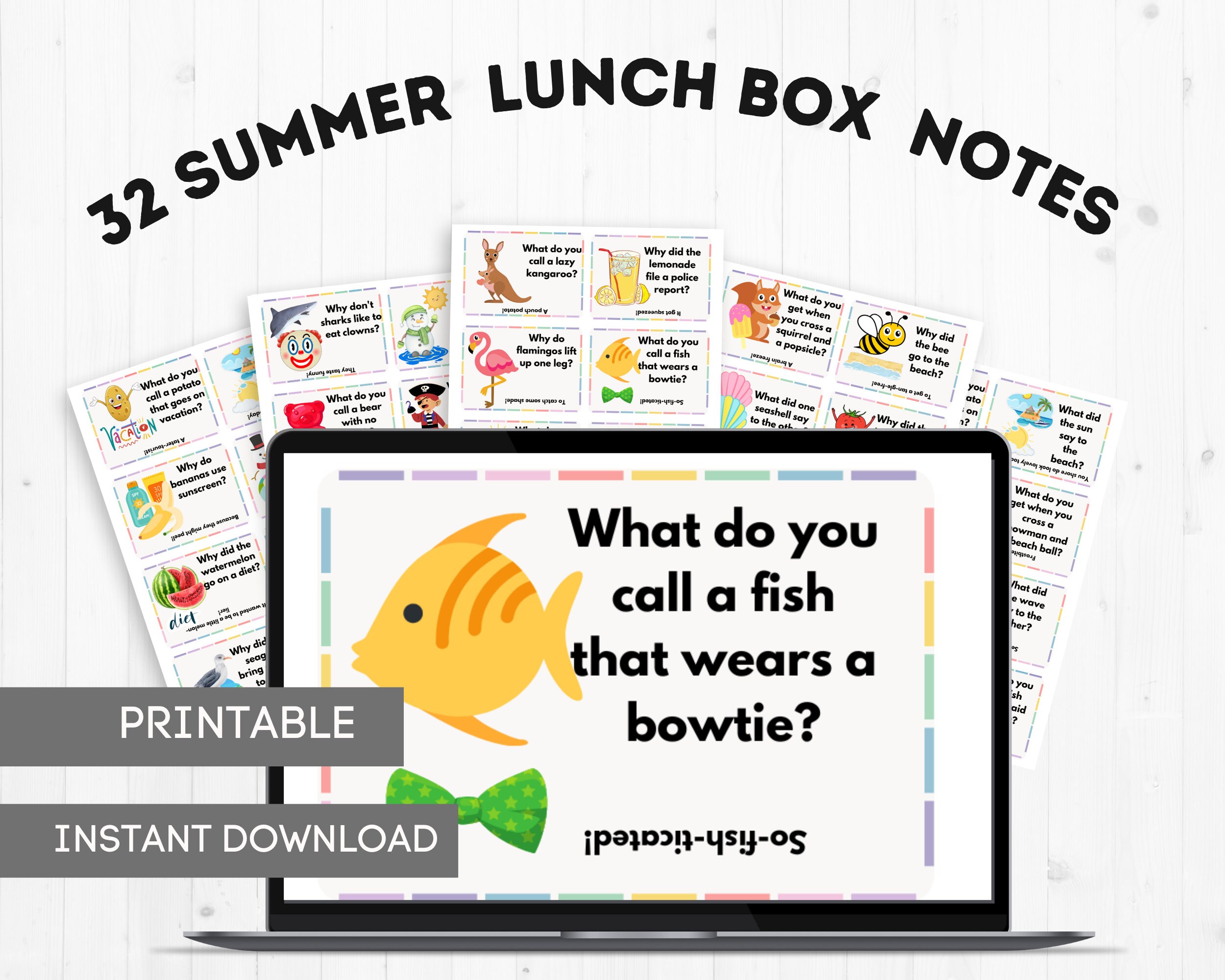 32 Summer Lunch Box Notes for Kids, Boxes Lunches Notes, Printable ...