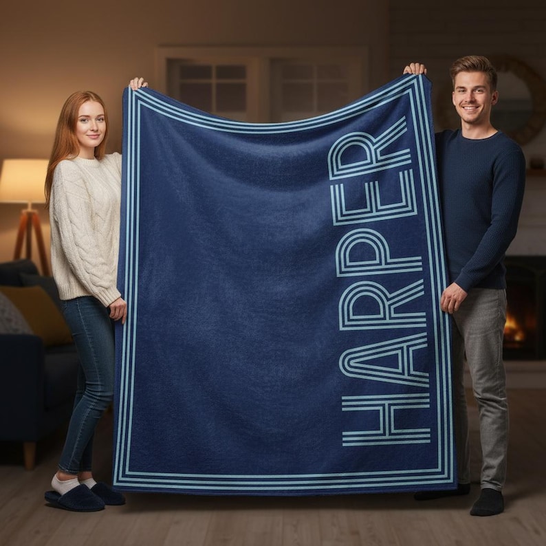 Custom Name Blanket, Personalized Retro Throw Blanket, Customized Blankets For Children's Birthdays/Holidays, Baby Name Plush Blanket bild 1