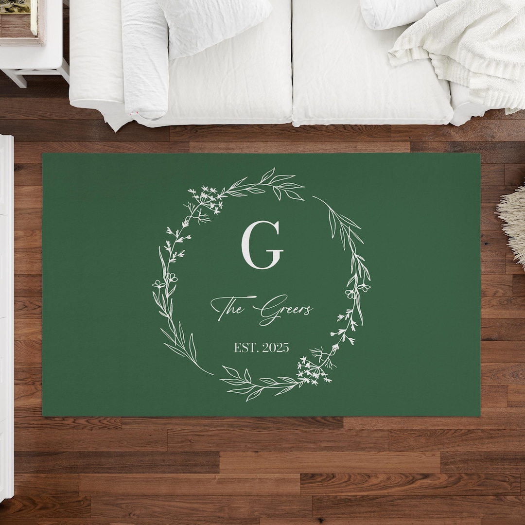 Famval Rug Personalized Monogram Family Name Rug, Custom Family Initial Carpet ...